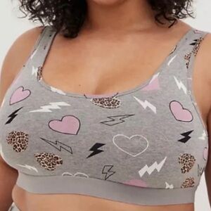Torrid Bralette Womens Large 0 Gray Heart Leopard Lightning Print Pullover Bra